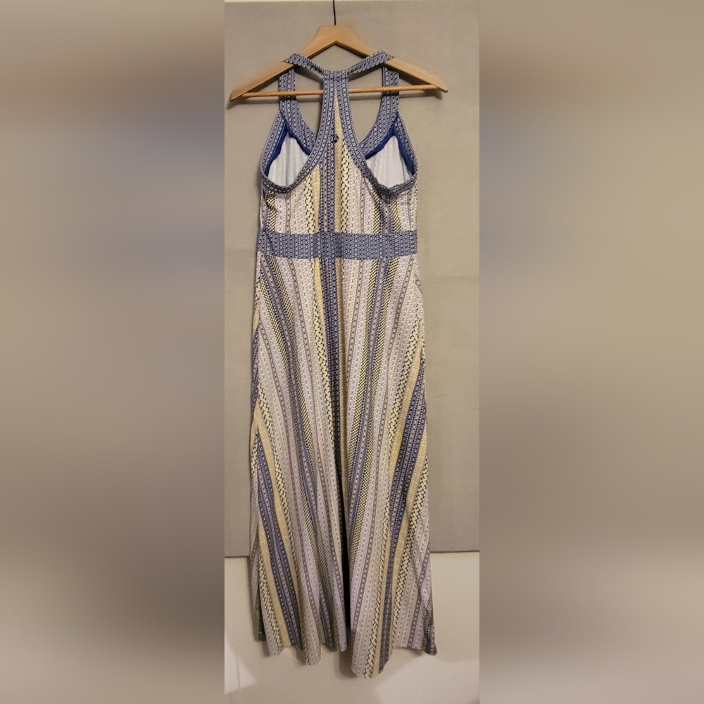 Prana XL Blue and Yellow Striped Maxi Dress - Picture 2 of 7